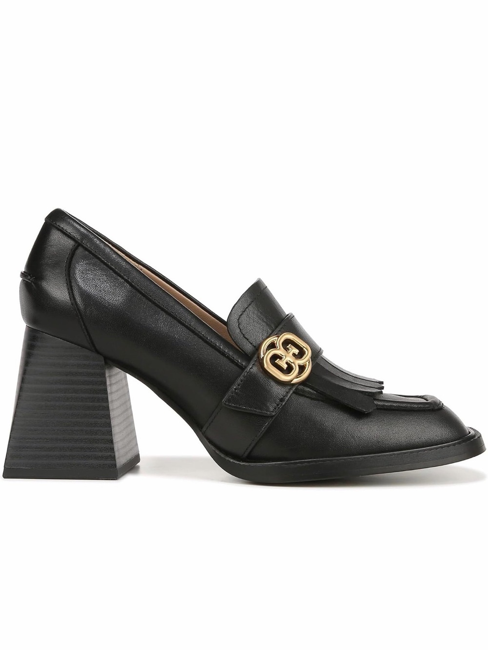 NWT Sam Edelman Quinly Black Leather Heeled Loafers – Size 7.5